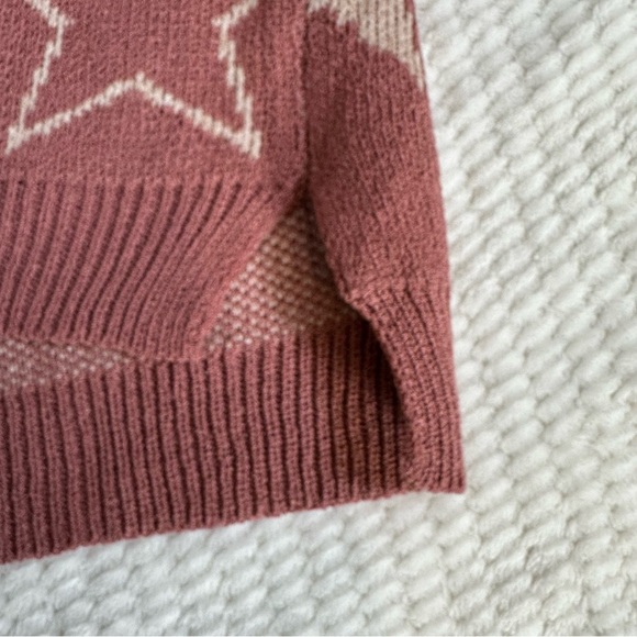 Newbury Kustom Womens M Oversized Pink Tan Star Pullover Sweater Medium Weight - Picture 4 of 11